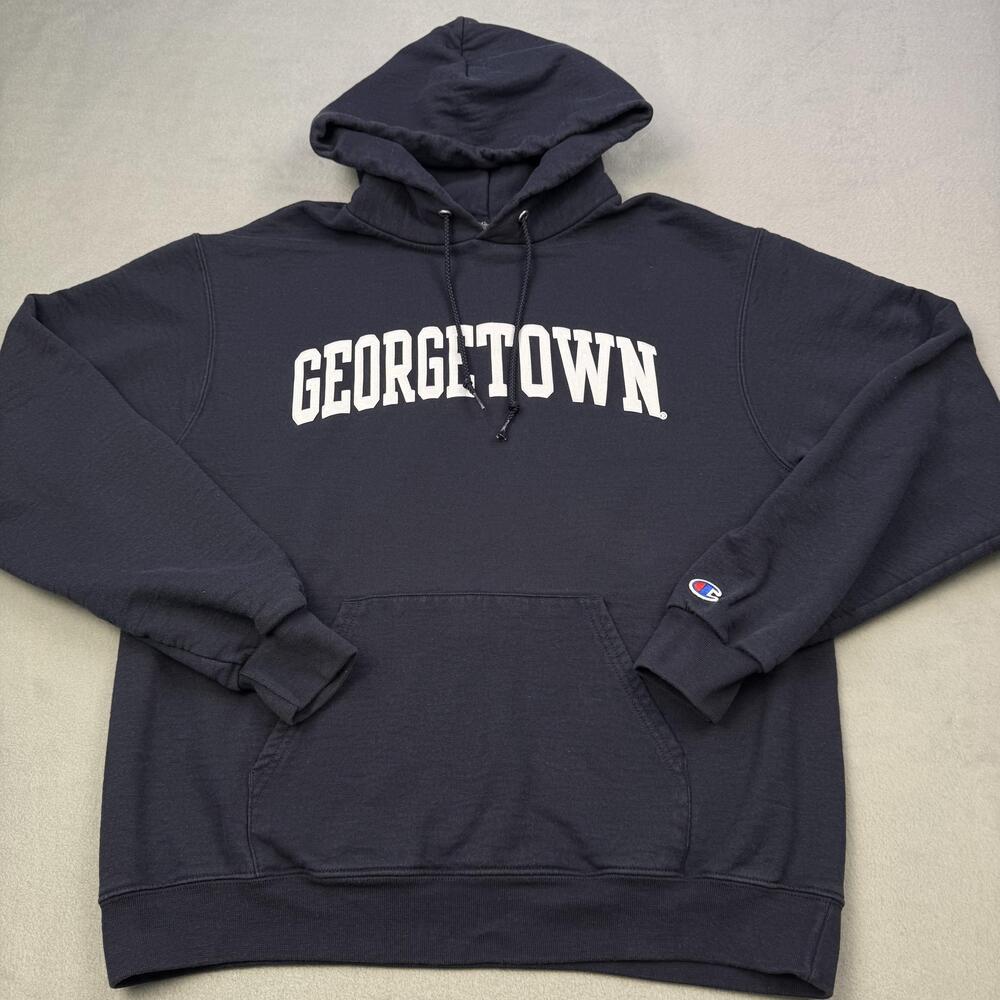 Georgetown Hoyas Hoodie Mens Medium Blue NCAA Basketball Champion Sweatshirt
